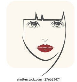 Beautiful female image. Simple lines.