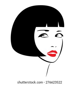 Beautiful female image. Simple lines.