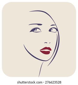 Beautiful female image. Simple lines.