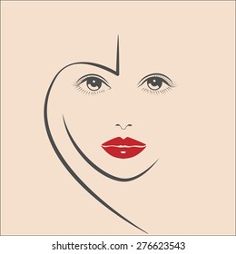 Beautiful female image. Simple lines.