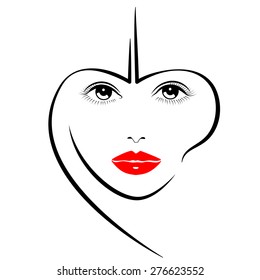 Beautiful female image. Simple lines.