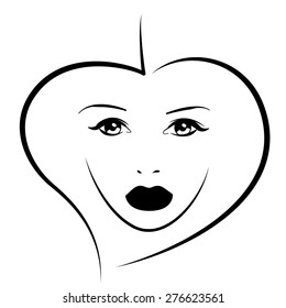 Beautiful female image. Simple lines.