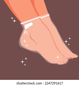 Beautiful female legs. Concept of Foot mask. Beauty salon. Vector hand drawn illustration