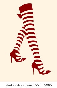 Beautiful female legs in stockings. Vector illustration
