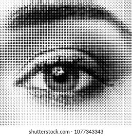 beautiful female look. vector halftone