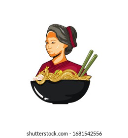 beautiful female mascot and one delicious bowl of ramen