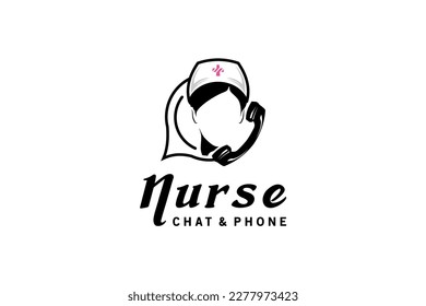 Beautiful female medical nurse call and chat symbol icon logo