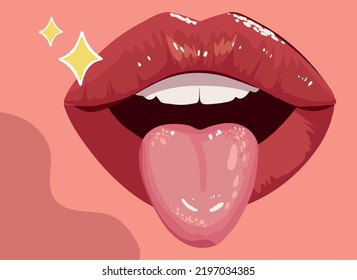 beautiful female mouth and tongue