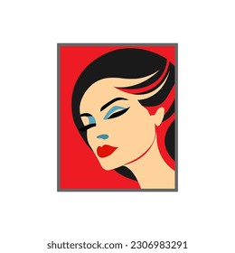 Beautiful female profile. A silhouette of a woman with hairstyle and makeup. Beautiful lady face. Beauty salon logo. Poster. Vector.
