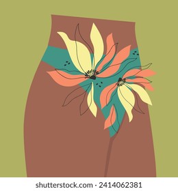 Beautiful female reproductive system with flowers. Womb and uterus flat character illustration. Female Health