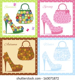 Beautiful female shoes and bags - Set seasons