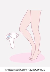 Beautiful female smooth legs. Laser and wax epilation. Hair removal. Beauty body care concept. Vector design illustration.