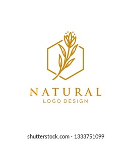 beautiful feminine brand design vector illustration. floral/botanical icon with hand draw flower concept. logo for fashion icon, beauty industry, cosmetics, salon, boutique, business identity 