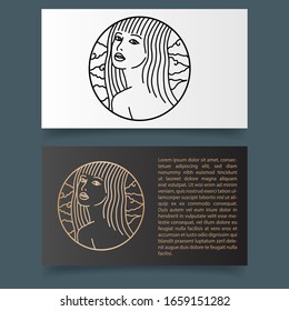 beautiful feminine elegant face logo luxury gold design