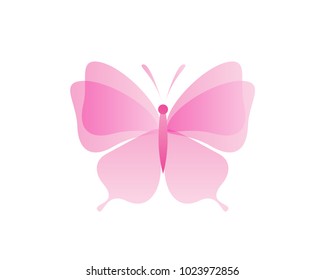 Beautiful Feminine Pink Butterfly Formed By Flower Petals Logo In Isolated White Background