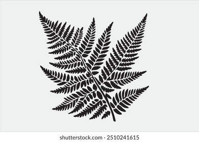 Um belo design de Silhueta de Vida de Planta de Folha de Fern.