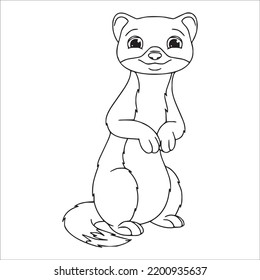 beautiful Ferret line art images,Ferret outline drawing,Ferret vector art and illustrations art