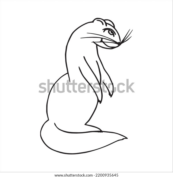 Beautiful Ferret Line Art Imagesferret Outline Stock Vector (Royalty ...