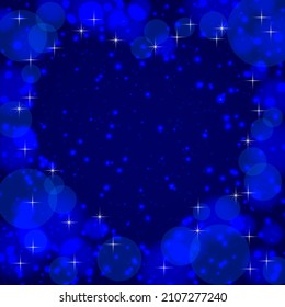 Beautiful festive background in blue tones. Defocus vector design with lens flares and stars for posters, banners, cards, covers, etc. 
Valentine's day picture.