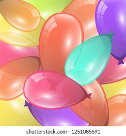 Beautiful festive background design with lots of colored balloons. Holiday decor element for your greeting card design. Vector illustration
