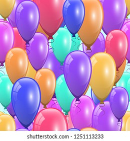Beautiful festive background design with lots of colored balloons. Holiday decor element for your greeting card design. Vector illustration
