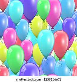 Beautiful festive background design with lots of colored balloons. Holiday decor element for your greeting card design. Vector illustration