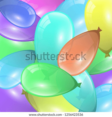 Beautiful festive background design with lots of colored balloons. Holiday decor element for your greeting card design. Vector illustration