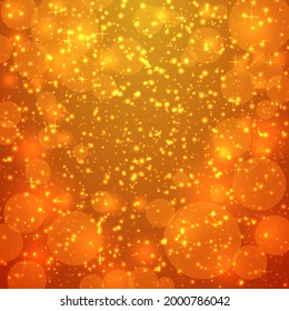 Beautiful festive background with glare and stars in orange and brown tones. Vector design for greeting cards, invitations, covers, banners, posters, etc.