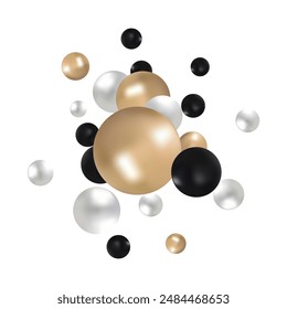 Beautiful festive background for the holidays from colored balloons. background for invitation, greeting card. Gold, white, black black.