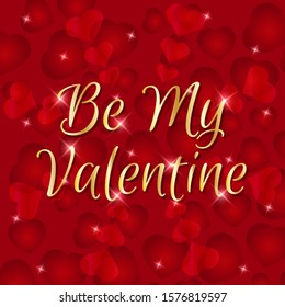 Beautiful festive background of red hearts and twinkling glare for Valentine's Day.