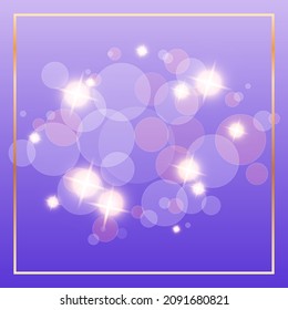 Hermosos antecedentes festivos para la web. Disposición violeta de bokeh con chispas. Plantilla editable para redes sociales o tarjetas de felicitación. Vector 10 EPS.
