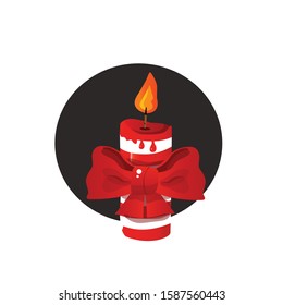 
beautiful festive candle with bow vector illustration