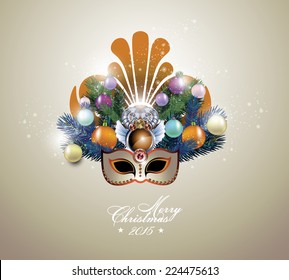 Beautiful Festive Carnival Mask With Christmas Fir Tree