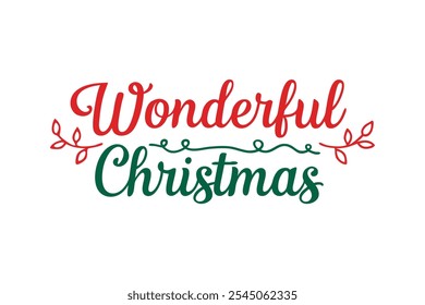 A beautiful and festive Christmas lettering typography design perfect for T-shirts. This vector art features line art and silhouette elements, making it ideal for logos, icons, and clipart.