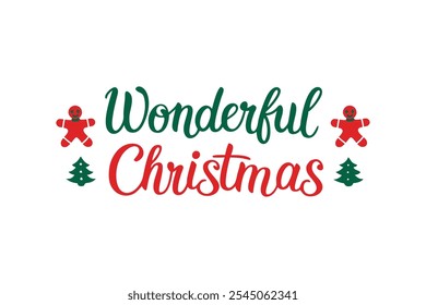 A beautiful and festive Christmas lettering typography design perfect for T-shirts. This vector art features line art and silhouette elements, making it ideal for logos, icons, and clipart.