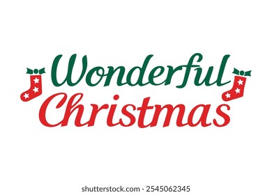 A beautiful and festive Christmas lettering typography design perfect for T-shirts. This vector art features line art and silhouette elements, making it ideal for logos, icons, and clipart.