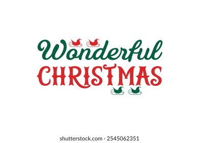 A beautiful and festive Christmas lettering typography design perfect for T-shirts. This vector art features line art and silhouette elements, making it ideal for logos, icons, and clipart.