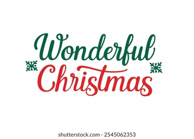 A beautiful and festive Christmas lettering typography design perfect for T-shirts. This vector art features line art and silhouette elements, making it ideal for logos, icons, and clipart.