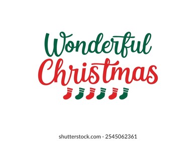 A beautiful and festive Christmas lettering typography design perfect for T-shirts. This vector art features line art and silhouette elements, making it ideal for logos, icons, and clipart.