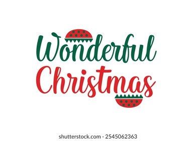 A beautiful and festive Christmas lettering typography design perfect for T-shirts. This vector art features line art and silhouette elements, making it ideal for logos, icons, and clipart.