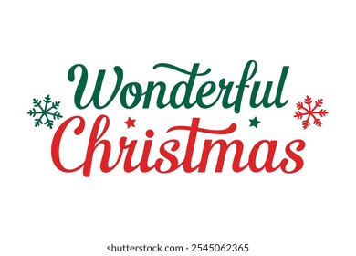 A beautiful and festive Christmas lettering typography design perfect for T-shirts. This vector art features line art and silhouette elements, making it ideal for logos, icons, and clipart.