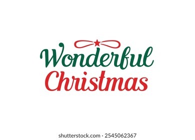 A beautiful and festive Christmas lettering typography design perfect for T-shirts. This vector art features line art and silhouette elements, making it ideal for logos, icons, and clipart.