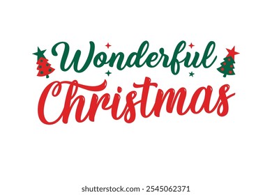 A beautiful and festive Christmas lettering typography design perfect for T-shirts. This vector art features line art and silhouette elements, making it ideal for logos, icons, and clipart.