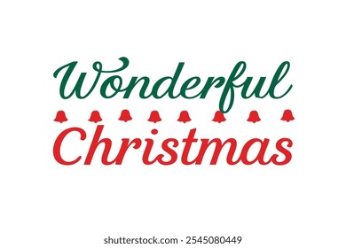 A beautiful and festive Christmas lettering typography design perfect for T-shirts. This vector art features line art and silhouette elements, making it ideal for logos, icons, and clipart.