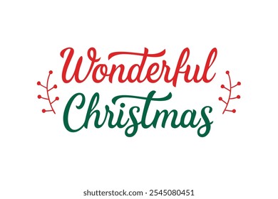 A beautiful and festive Christmas lettering typography design perfect for T-shirts. This vector art features line art and silhouette elements, making it ideal for logos, icons, and clipart.