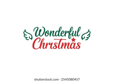 A beautiful and festive Christmas lettering typography design perfect for T-shirts. This vector art features line art and silhouette elements, making it ideal for logos, icons, and clipart.