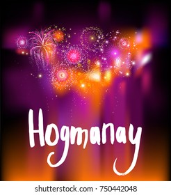 Beautiful festive fireworks background. Scottish new year.