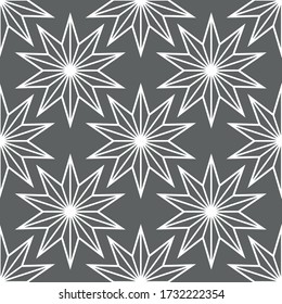 Beautiful festive geometric pattern of eight-pointed stars. Simple print for postcards, wrapping paper, curtains, tablecloths or bedding. Minimalistic background. EPS 10
