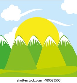 beautiful field landscape drawn vector illustration design