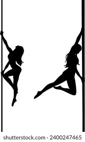 a beautiful figure of a pole-dancing woman